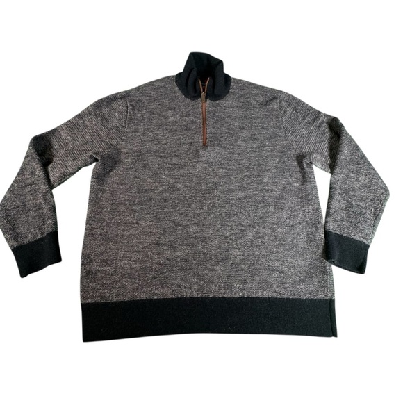 UNTUCKit Belgurdo Merino Wool 1/4 Zip Sweater Men’s XL Gray Navy Pullover Warm - Picture 1 of 10